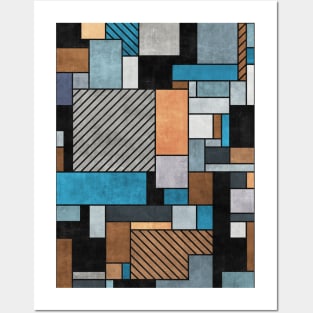 Random Concrete Pattern - Blue, Grey, Brown Posters and Art